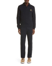 Loro Piana Horsey Long Sleeve Cotton Polo In Blue Navy At Nordstrom