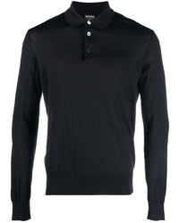 Zegna Lightweight Long Sleeve Knitted Polo Shirt