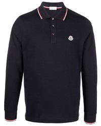 Moncler Logo Patch Long Sleeve Polo Shirt