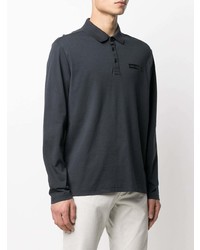 Karl Lagerfeld Logo Print Long Sleeved Polo Shirt