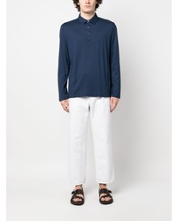 Kiton Long Sleeve Cashmere Blend Polo Shirt