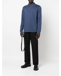 Giorgio Armani Long Sleeve Cotton Blend Polo Shirt