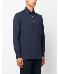 Kiton Long Sleeve Cotton Blend Polo Shirt