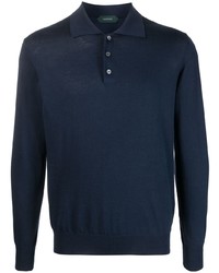 Zanone Long Sleeve Cotton Blend Polo Shirt