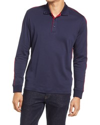 Bugatchi Long Sleeve Cotton Polo In Midnight At Nordstrom