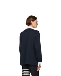 Thom Browne Navy 4 Bar Rugby Long Sleeve Polo