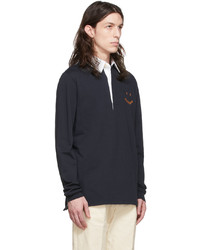 Ps By Paul Smith Navy Organic Cotton Long Sleeve Polo