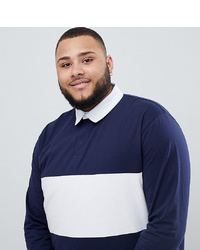 ASOS DESIGN Plus Relaxed Fit Rugby Polo With Long Sleeves And