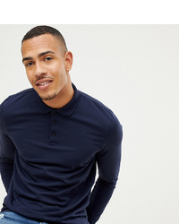 ASOS DESIGN T Sleeve Jersey Polo In Navy