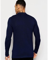 Asos Brand Extreme Muscle Long Sleeve Polo In Navy