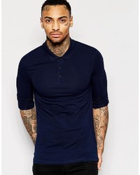 Asos Brand Extreme Muscle Long Sleeve Polo In Navy