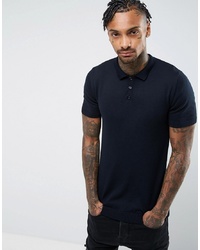 ASOS DESIGN Asos Muscle Fit Knitted Polo Shirt In Navy