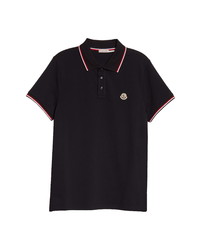 Moncler Black Short Sleeve Pique Polo