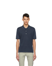 Dunhill Blue Silk Rolla Quilt Textured Polo