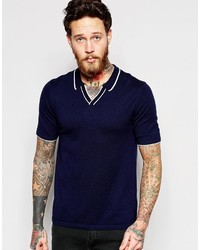 Asos Brand Knitted Polo In Merino Wool Mix