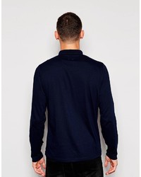 Asos Brand Long Sleeve Jersey Polo In Navy