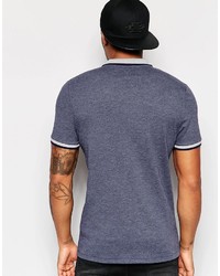 Asos Brand Muscle Jersey Polo With Contrast Collar In Navy
