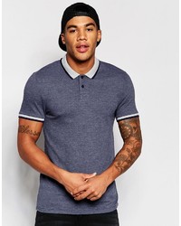 Asos Brand Muscle Jersey Polo With Contrast Collar In Navy