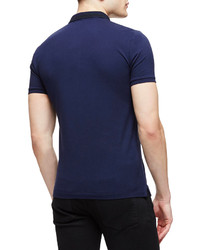 Burberry Brit Short Sleeve Cotton Blend Pique Polo Shirt Navy