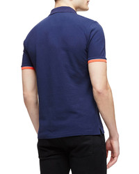 Burberry Brit Short Sleeve Tipped Pique Polo Shirt Navy