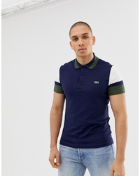 Lacoste Colour Block Sleeve Polo In Navy