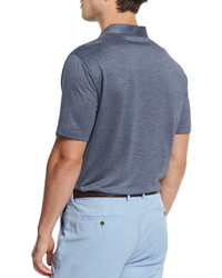 Peter Millar Concord Silk Blend Short Sleeve Polo Shirt Blue