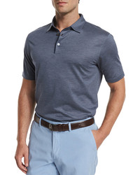 Peter Millar Concord Silk Blend Short Sleeve Polo Shirt Blue