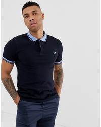 Fred Perry Contrast Rib Collar Polo In Navy