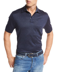 Ermenegildo Zegna Cotton Silk Polo Shirt Medium Blue