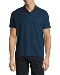 BOSS Honeycomb Polo Shirt With Contrast Tipping Navy