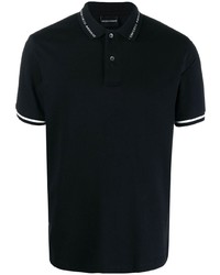 Emporio Armani Intarsia Knit Logo Stretch Cotton Polo Shirt