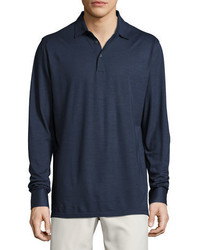 Peter Millar Katsura Cotton Silk Long Sleeve Polo Shirt