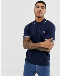 Fred Perry Knitted Tipped Polo In Navy