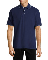 Robert Graham Kolton Contrast Stripe Polo Shirt Navy