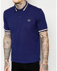 Fred Perry Laurel Wreath Polo Shirt With Single Tip Regular Fit In Blue