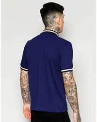 Fred Perry Laurel Wreath Polo Shirt With Single Tip Regular Fit In Blue