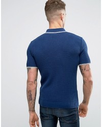 Fred Perry Laurel Wreath Reissues Polo Texture Knit Tipped In Navywhite