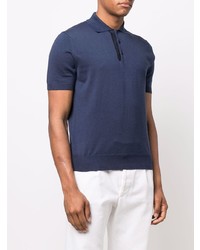 Canali Leather Trim Polo Shirt