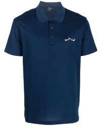 Versace Logo Embroidered Polo Shirt