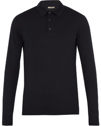 Bottega Veneta Long Sleeved Cotton Blend Jersey Polo Shirt