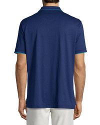 Robert Graham Marlow Short Sleeve Polo Shirt With Contrast Trim Marine