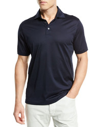Ermenegildo Zegna Mercerized Cotton Polo Shirt Navy