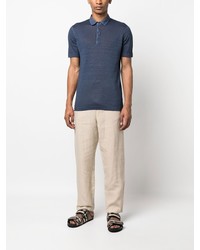 120% Lino Mlange Semi Sheer Polo Shirt