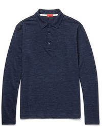 Isaia Mlange Wool And Cotton Blend Polo Shirt