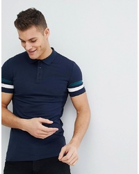 ASOS DESIGN Muscle Fit Polo Shirt With Cut And Sew Sleeve
