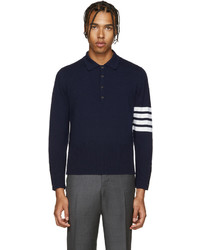 Thom Browne Navy Cashmere Polo