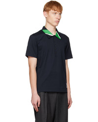 Thom Browne Navy Five Button Polo