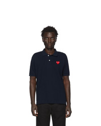 Comme Des Garcons Play Navy Heart Patch Polo