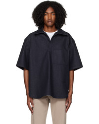 Wooyoungmi Navy Patch Pocket Denim Polo