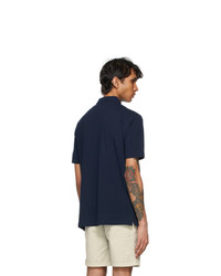 Isaia Navy Pique Polo Shirt